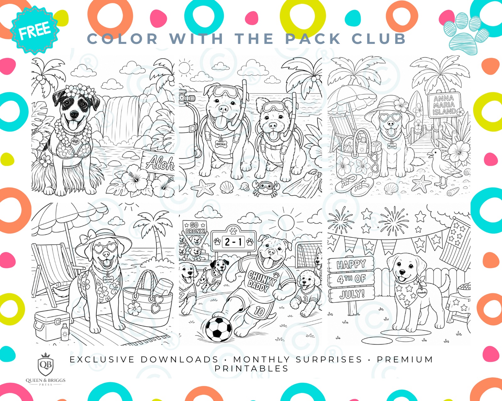 Color With The Pack Club — Free Coloring Pages from Queen & Briggs Press